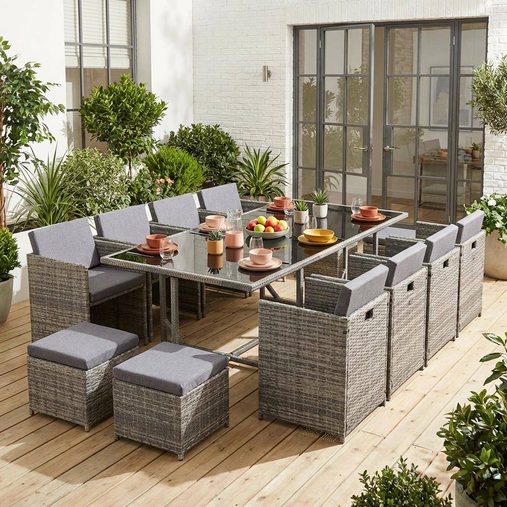 Vabo 12 - Mesa de jardín de resina con capacidad de 12 plazas