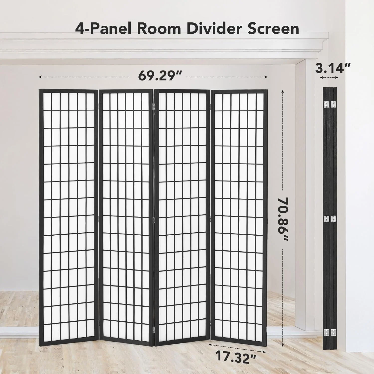 JOSTYLE Room Divider Wall Shoji Screen, 6 Panel Folding Privacy Screen for Room Separation, Japanese Wood Room Divider Screen, 5.9 Ft, Natural - Image 9