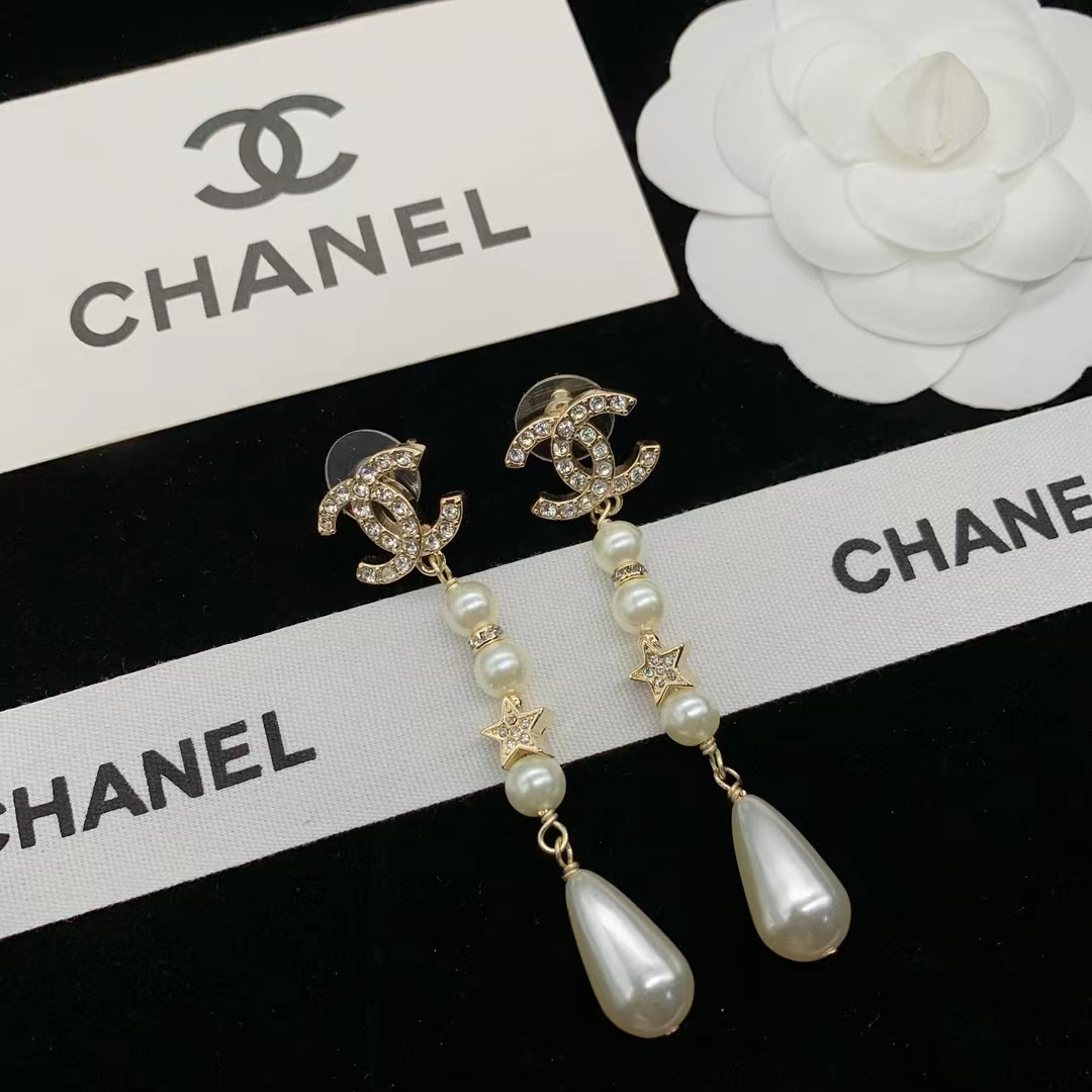 Chanel Teardrop Pearl Tassel Earrings - Original Replica Club