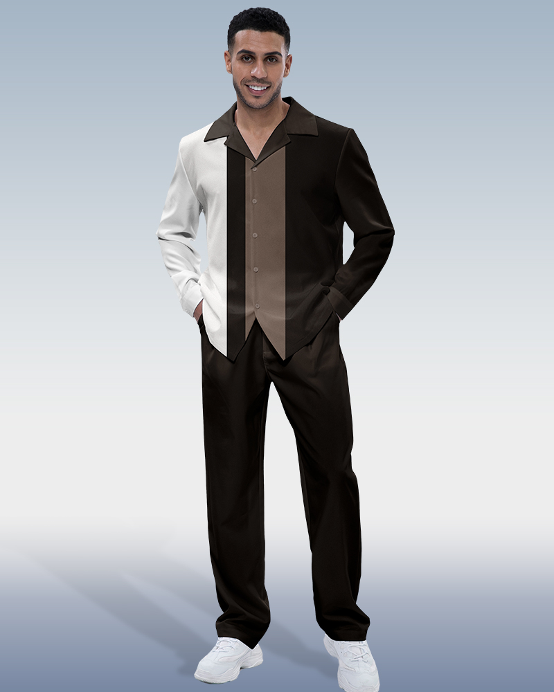 Black elegant long-sleeved walking suit