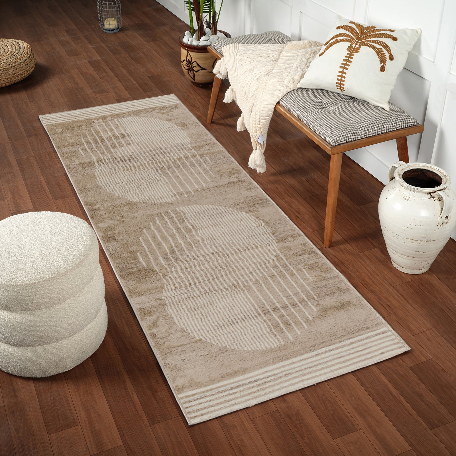 by fonQ Weeve Runner Vloerkleed 80 x 220 cm - Donker Beige