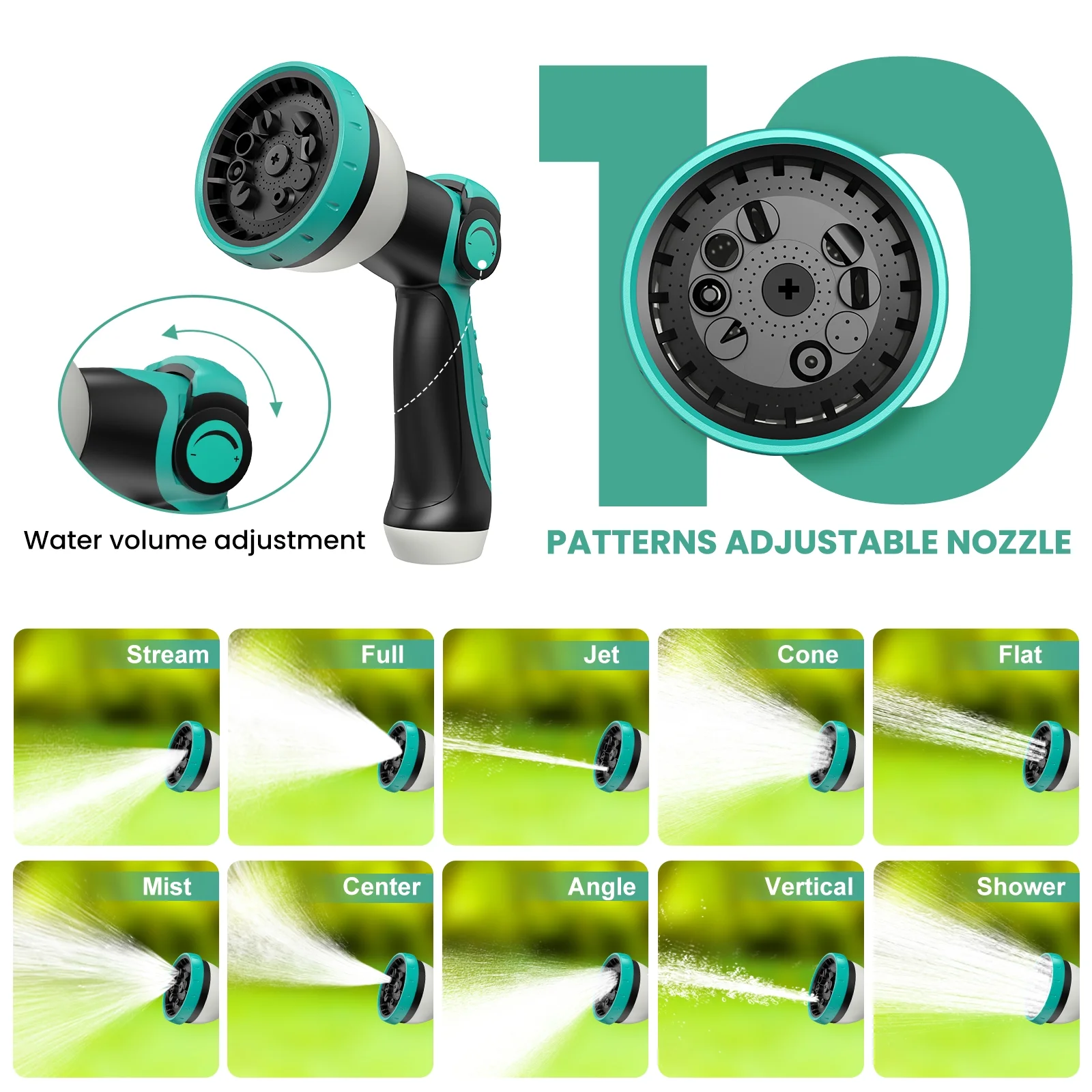 AUOSHI Retractable Garden Hose Reel 1/2" 100ft Automatic Hose Reel with 10 Function Sprayer Nozzle Wall Mount 180 Deg Swivel Bracket Hose Reel with Any Length Lock Slow Return System - Image 17
