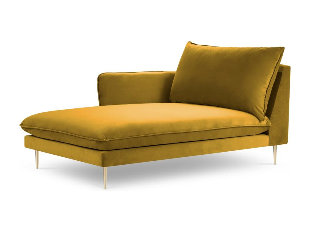 Laocacasas - Chaise longue de angulo izquierdo "Vienna" de terciopelo amarillo - 170x110x95cm