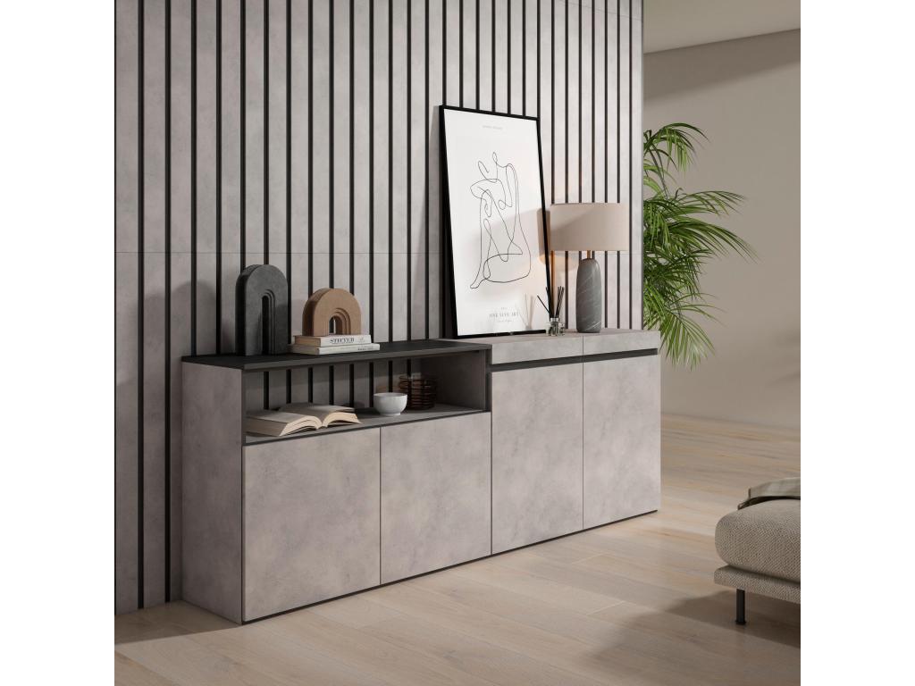 Aparadores para salón - 200x75x35cm - 4 Puertas - Armario - zapatero - Cemento