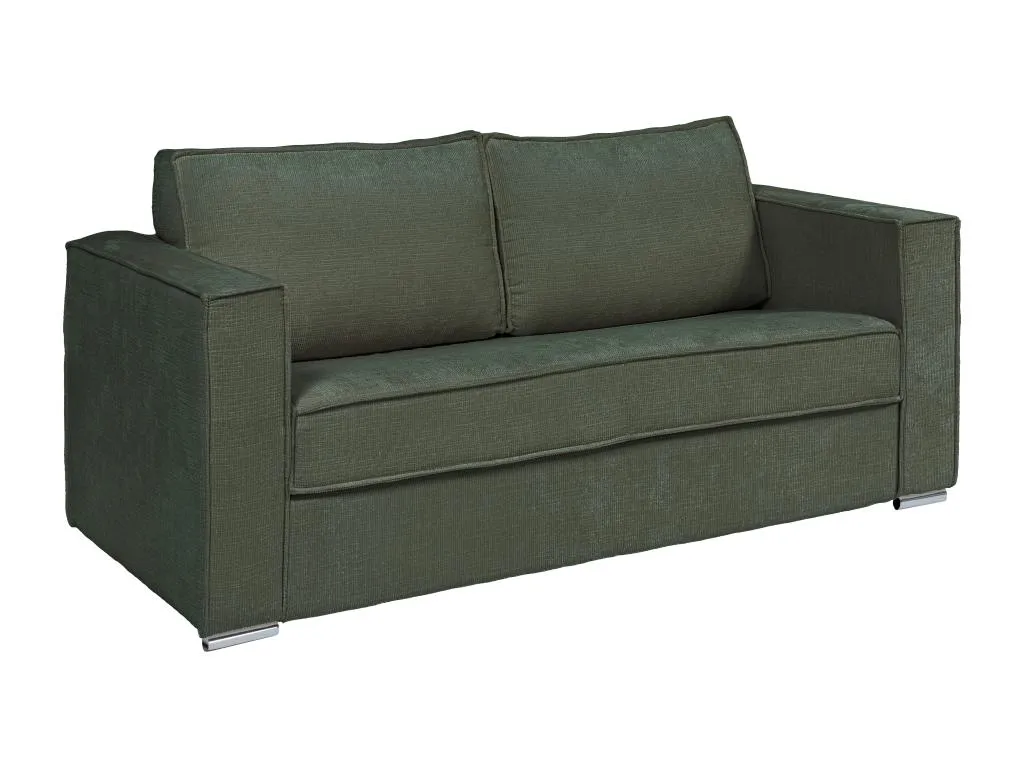 Sofá cama verde 4 plazas apertura rápida en tela texturizada, cama 160 cm, colchón 18 cm, modelo Loreto. jvl3296390