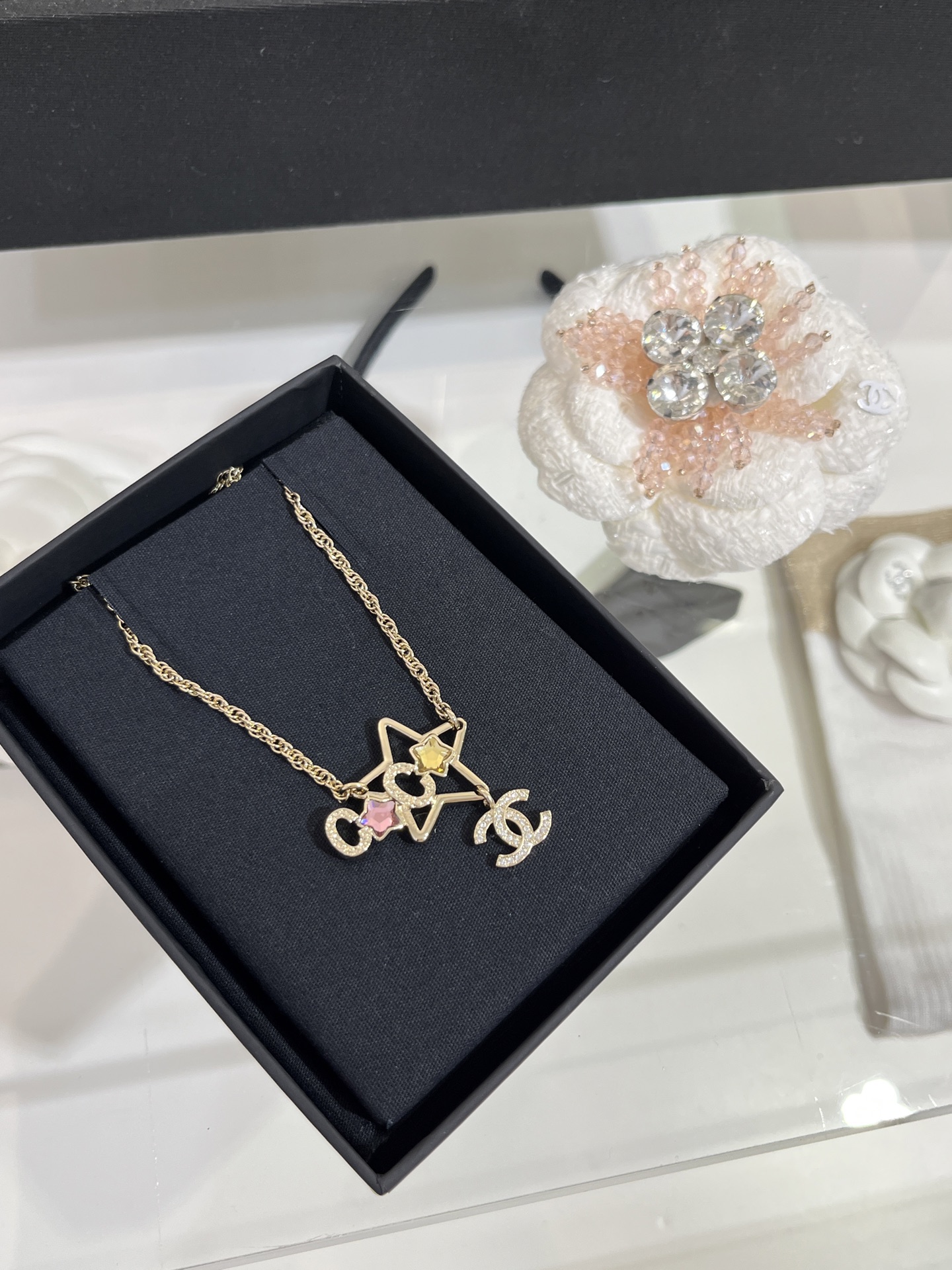 Chanel Rhinestone Star Coco CC Necklace - Original Replica Club