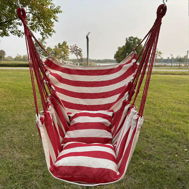 Comfortable Cotton Hammock Chair for Camping and Indoor Can Hold up to 250 Lbs Outdoor Canvas Hammock Chair