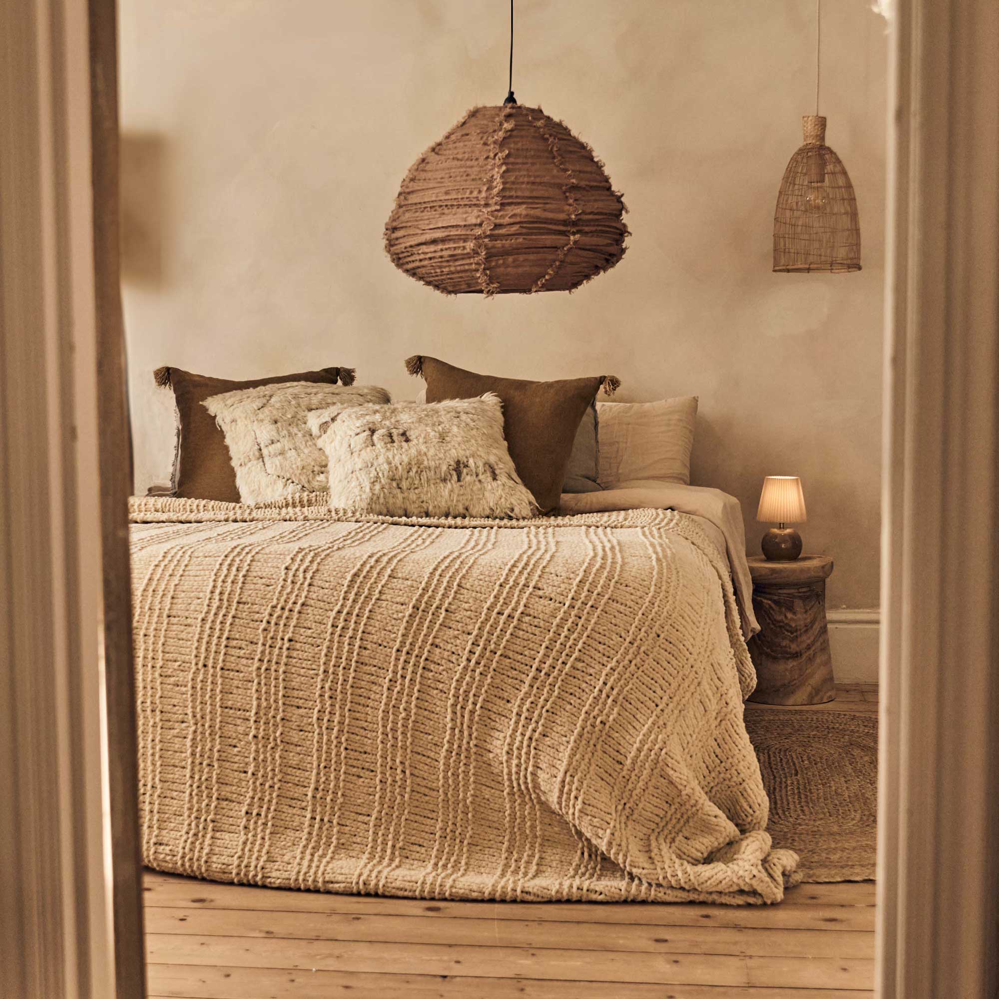 Thornton Knitted Throw, Cream