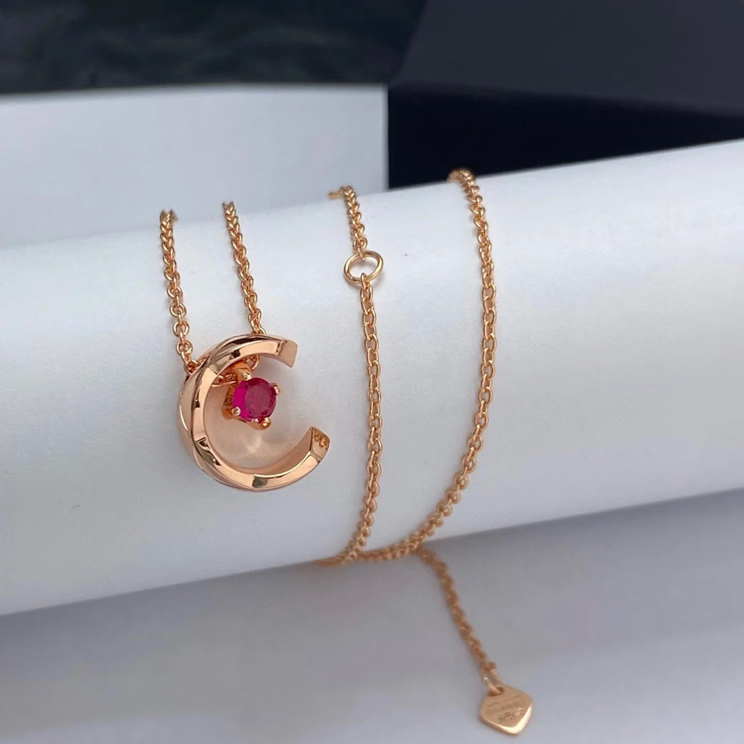Chanel Coco Crush Rose Gold Moon Star Red Diamond Necklace - Original Replica Club