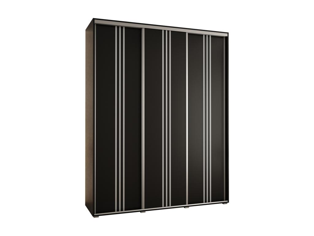 ARMARIO DAVOS 6 DE PUERTAS CORREDERAS 235,2/190/60 3 puertas (Negro/Negro/Plata)