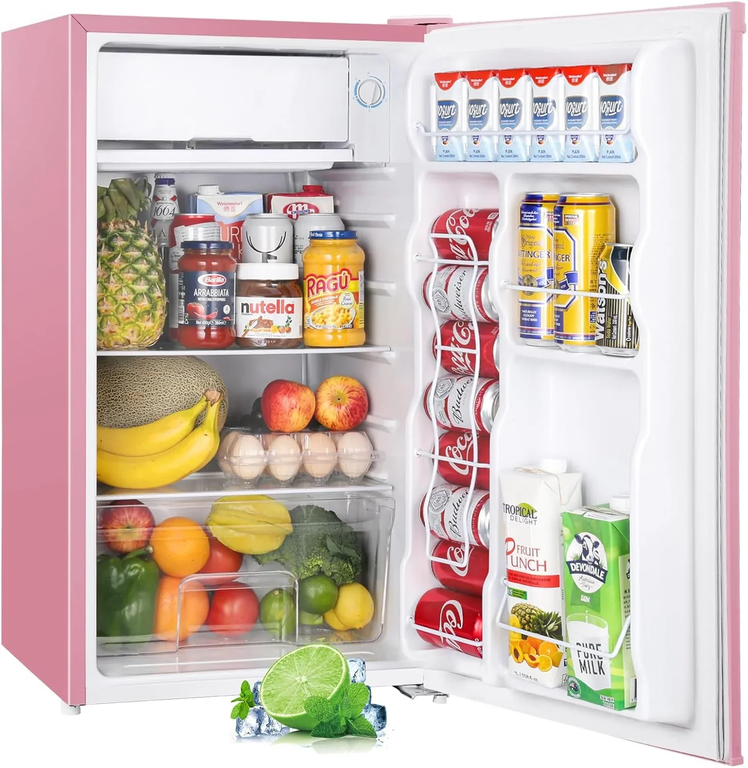 Upstreman 3.2 Cu.Ft Mini Fridge with Freezer, Single Door Mini Fridge, Dorm Fridge, Adjustable Thermostat, Mini Refrigerator for Bedroom, Office, Dorm, Black-BR321