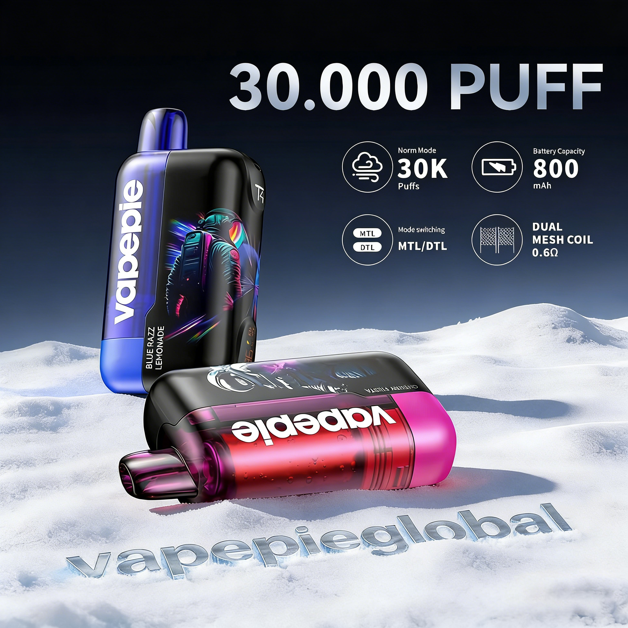 VAPEPIE Ultra Phantom 30.000 Züge – Einweg Vape mit 3D-Display & Mesh Coil