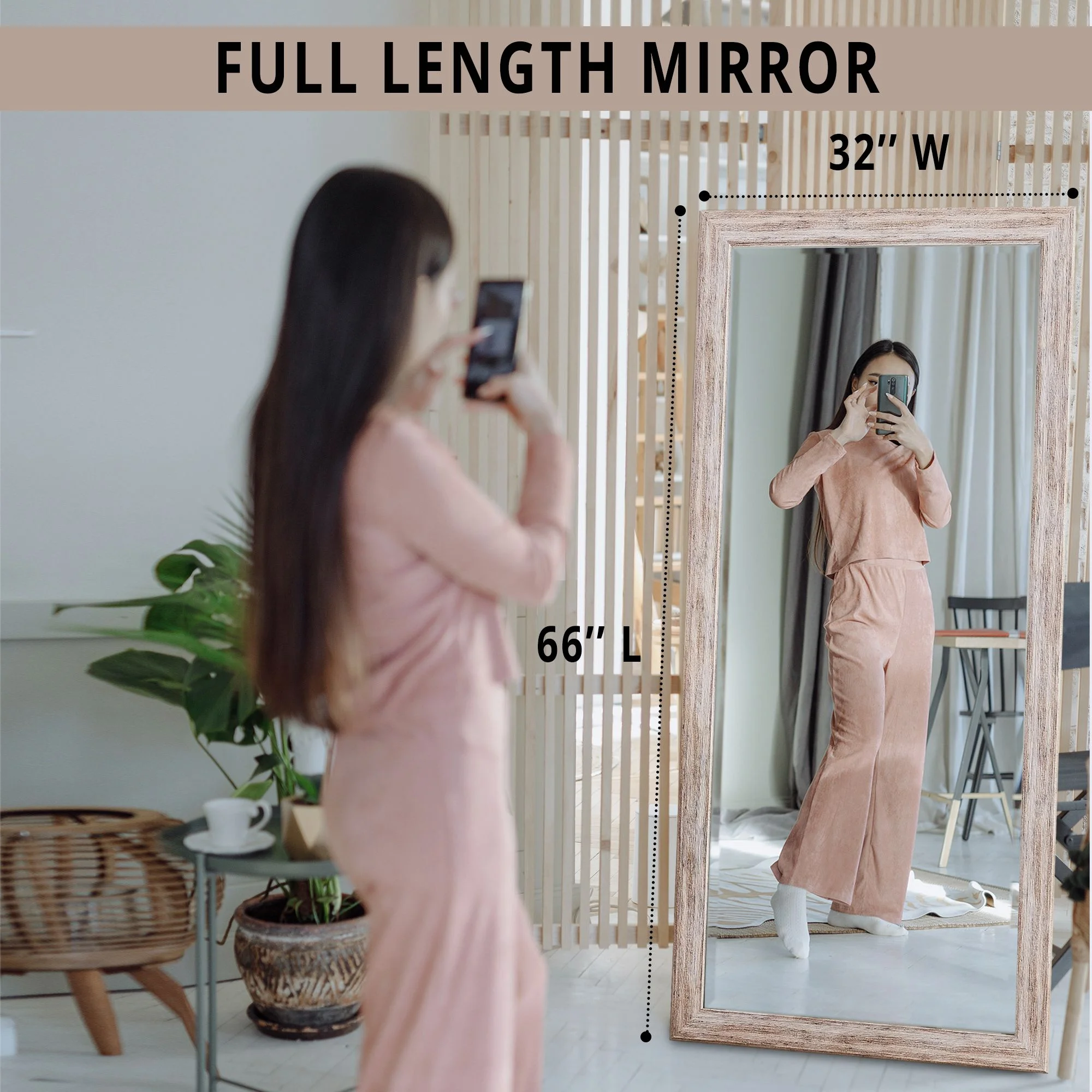 Large Farmhouse Mirror Farmhouse Bathroom Mirror Farmhouse Mirrors for Wall Decor Living Room Rustic Mirrors for Wall Decor Living Room Dressing Room Floor/Wall Mounted - Rustic, Distressed White