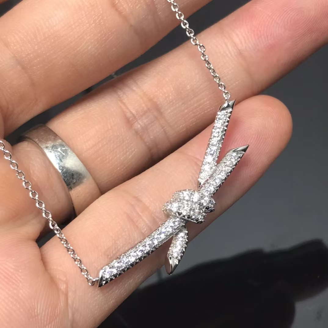 Tiffany Knot Pendant Necklace - Full Diamond - Original Replica Club
