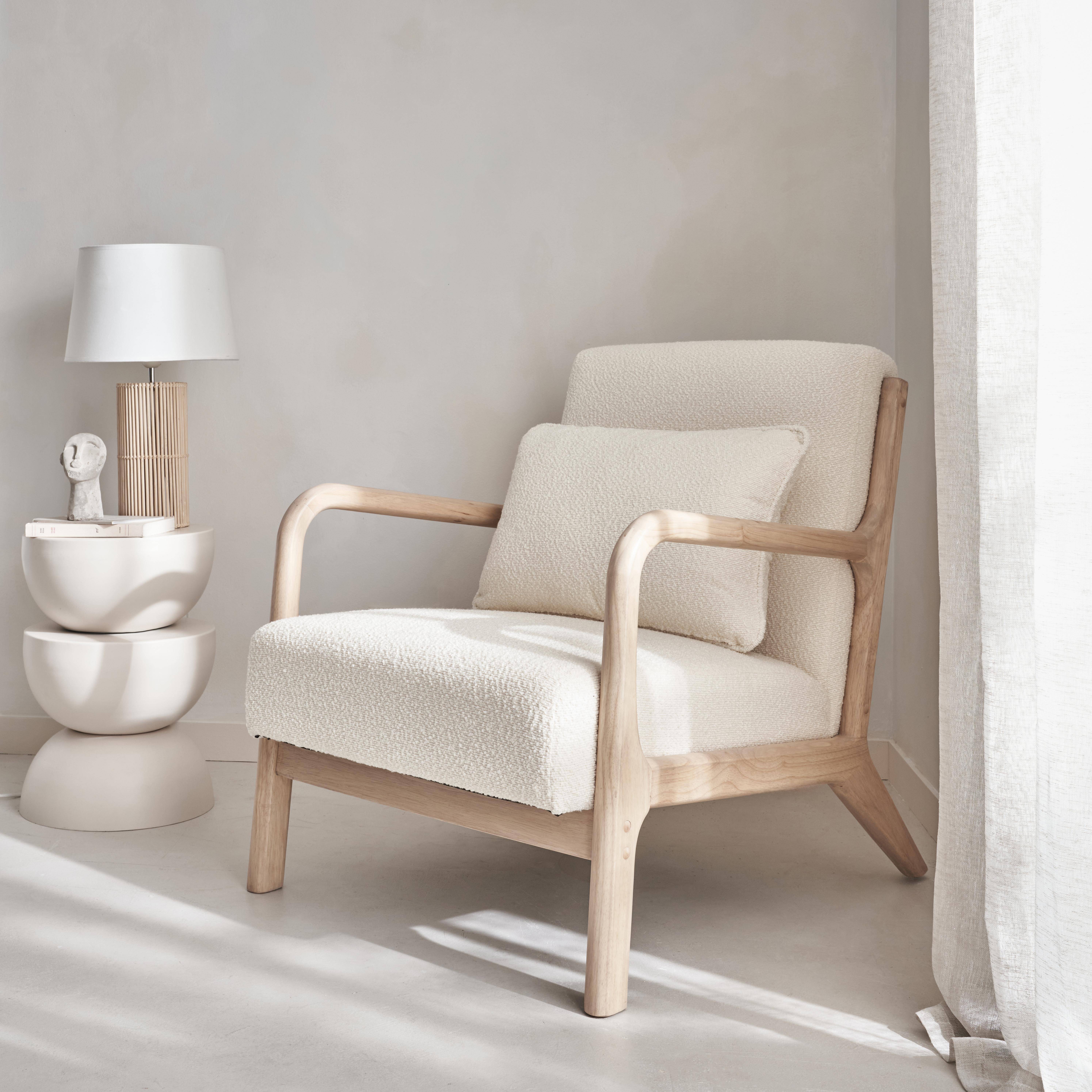 Lorens borreguito - Sillón escandinavo de madera y tela de borreguito texturizado