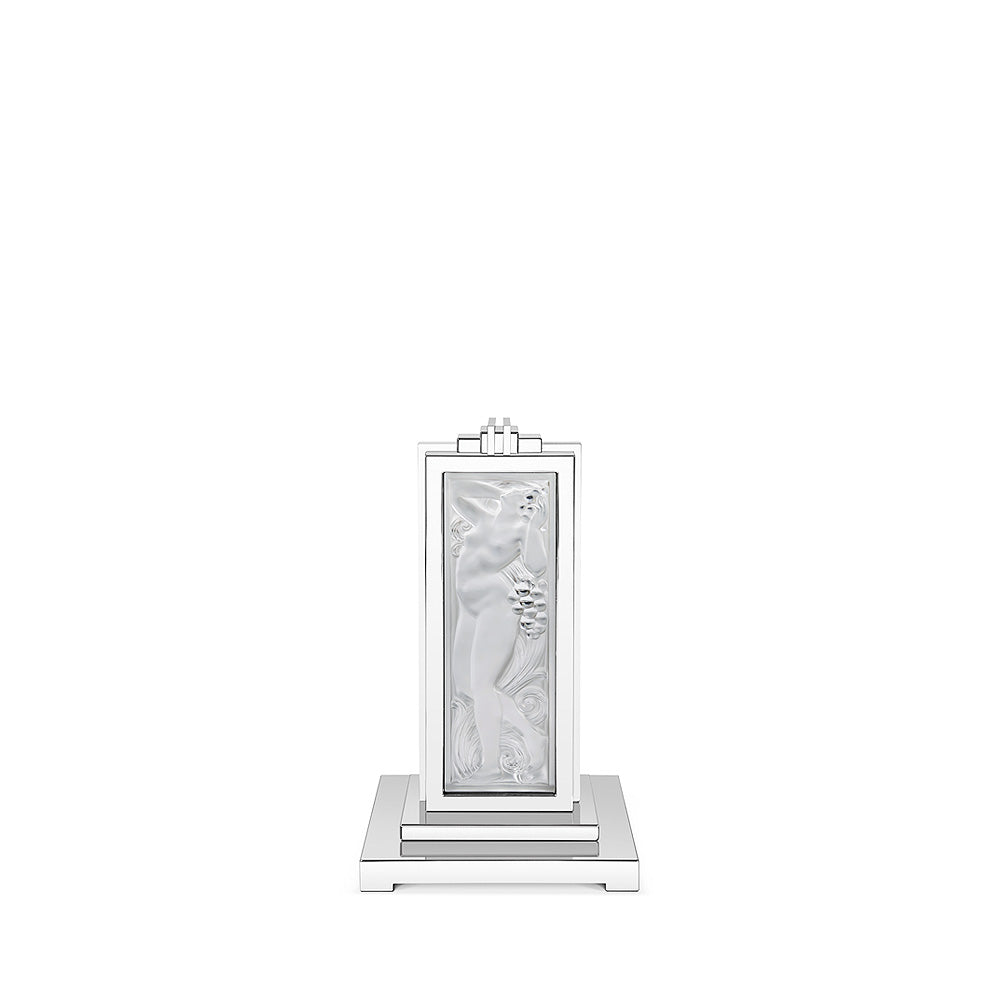 LAMPE FEMME BRAS LEVÉS - CRISTAL INCOLORE ET ACIER POLI