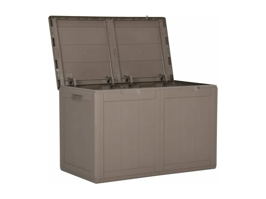 Caja de almacenamiento de jardín 180 l ratán pp marrón ocz3613122