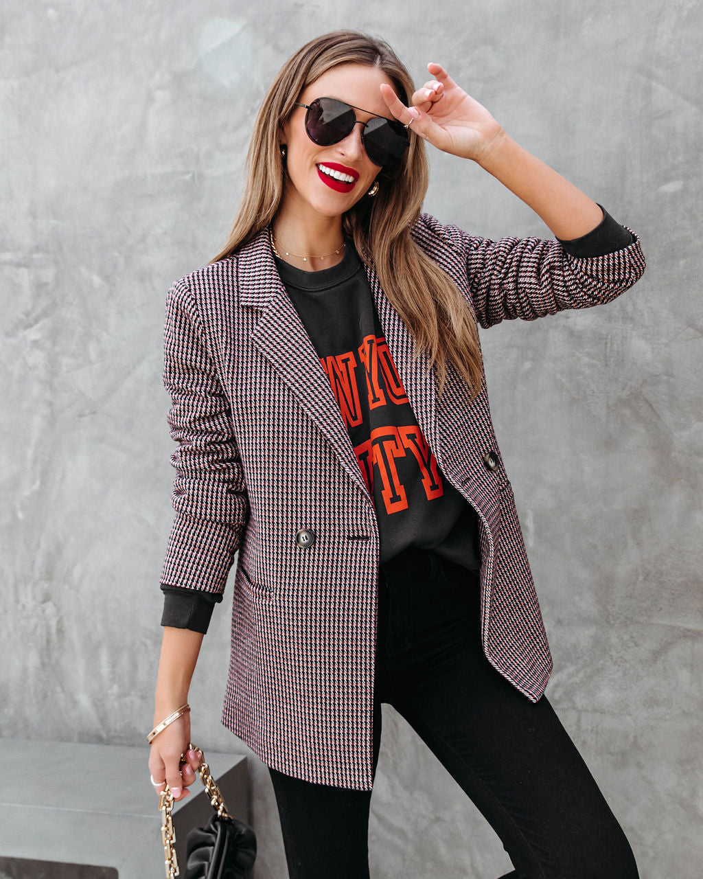 Good Catch Pocketed Checkered Blazer - Se7enfashion