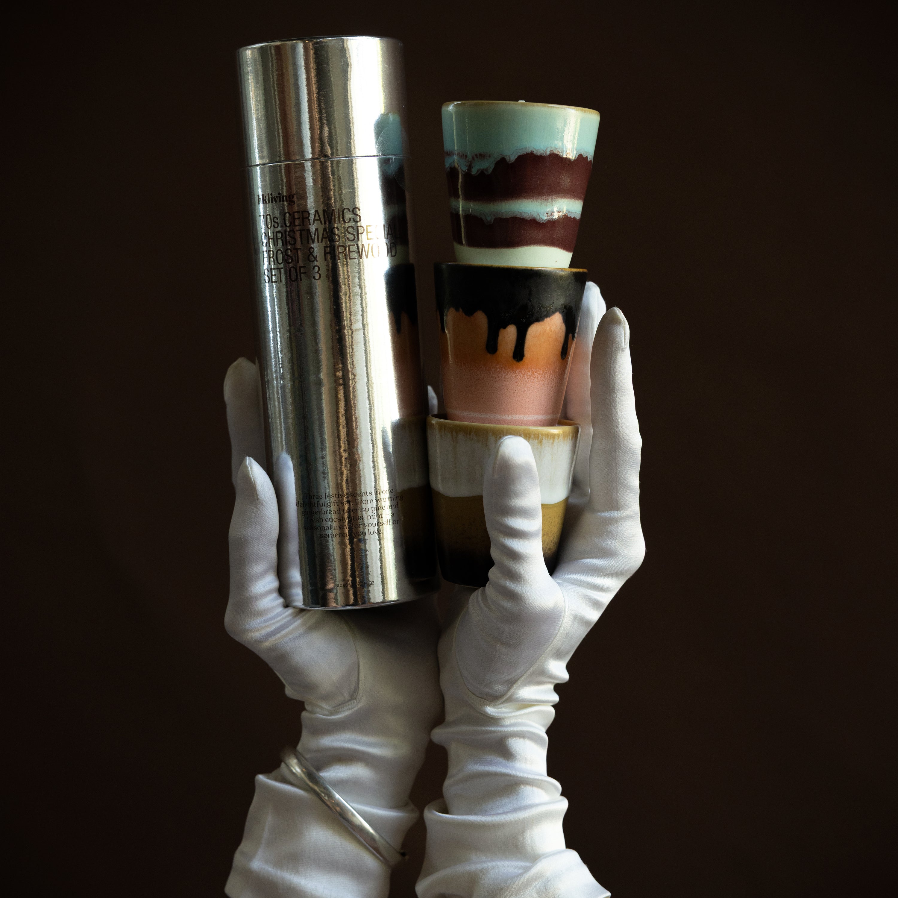 HKliving 70's Christmas Special Geurkaars - Set van 3 - Frost & Firewo