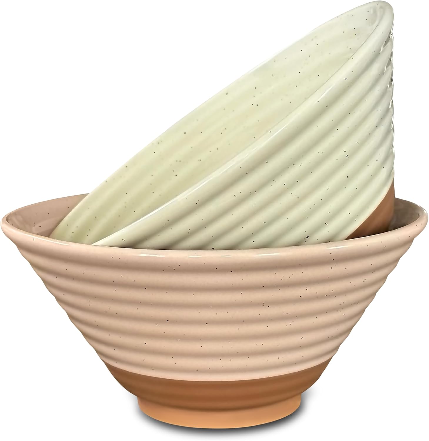 MORA Ceramic Ramen Bowl Set of 2, 45oz - Great for Pho, Miso Udon Soup, Instant Noodles, Serving, Thai or Asian Food - Microwave Safe Large Japanese Noodle Bowls, Modern Kitchen - Vanilla White