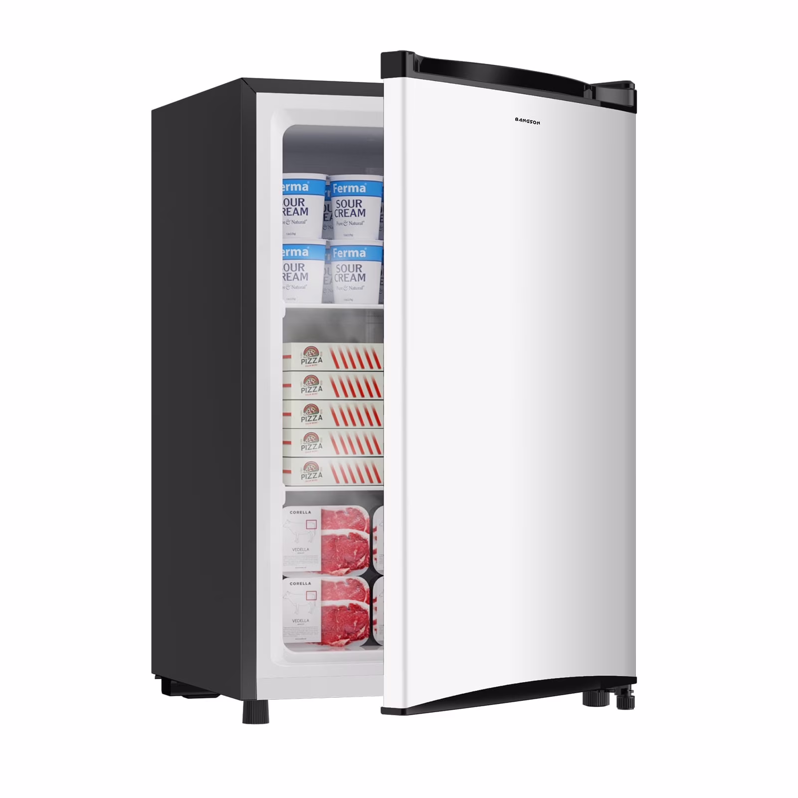 BANGSON 3.0 Cu.ft Compact Upright Freezer, Energy-Saving Mini Freezer with Adjustable Thermostat,Black