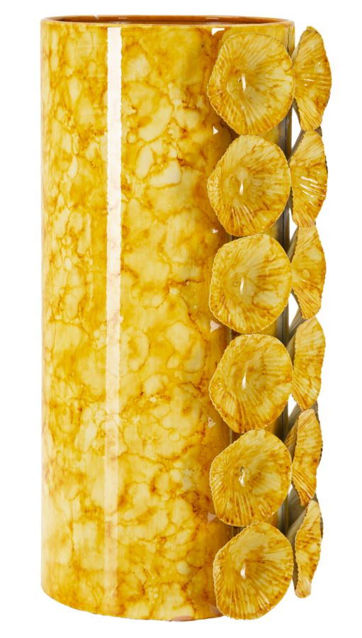 Gele metalen vaas cm 16x15x33