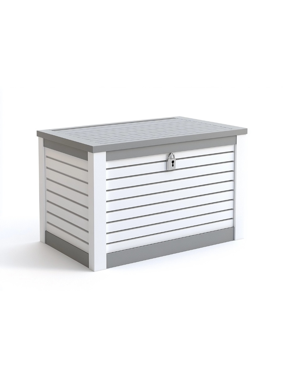 Arcón de jardín metálico gris aluminio de 285L para exterior 99 x 61 x 62 cm