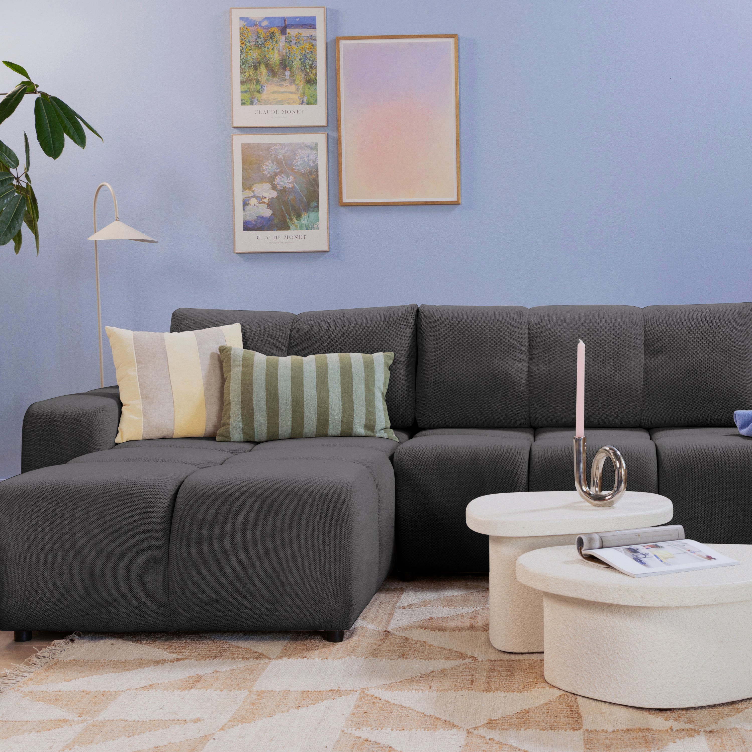 by fonQ Charme U-bank met Slaapfunctie - Weefstof - Antraciet