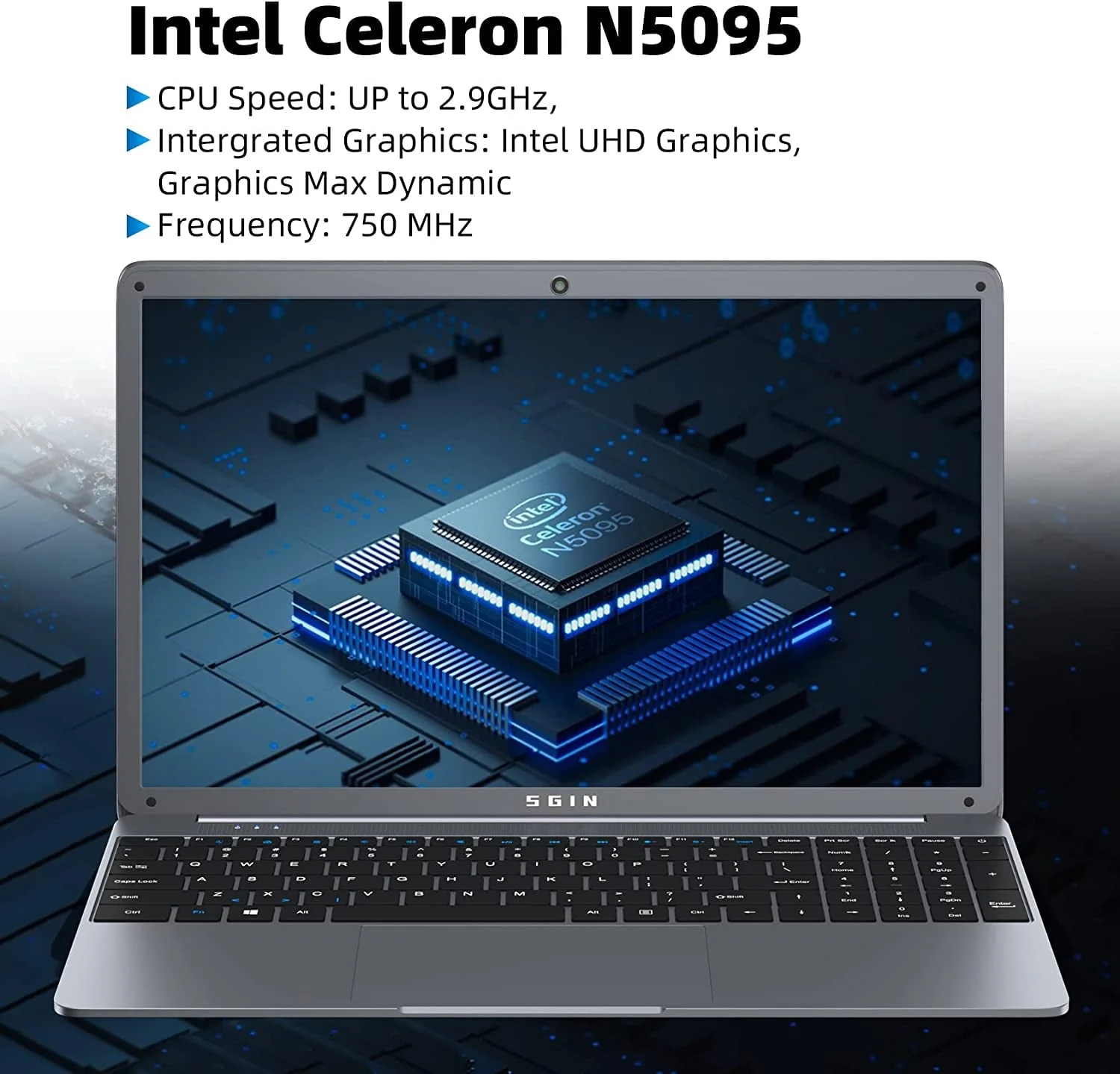 SGIN 15.6inch Laptop 12GB DDR4 512GB SSD Windows 11 with Intel Celeron N5095A Full HD 1920x1080 - Image 6