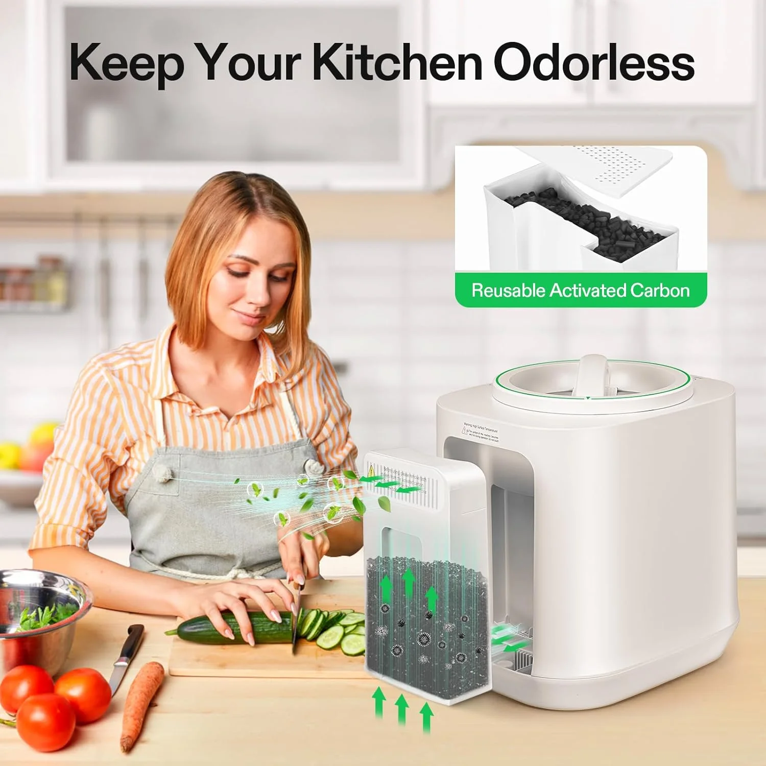 VIVOSUN 4L Electric Composter for Kitchen Indoor, Smart Compost Machine for Countertop, Odorless/Auto-Cleaning/3 Modes/Intelligent LED Display, Mill Composter Kitchen Bin Food Recycler, Black - Image 16