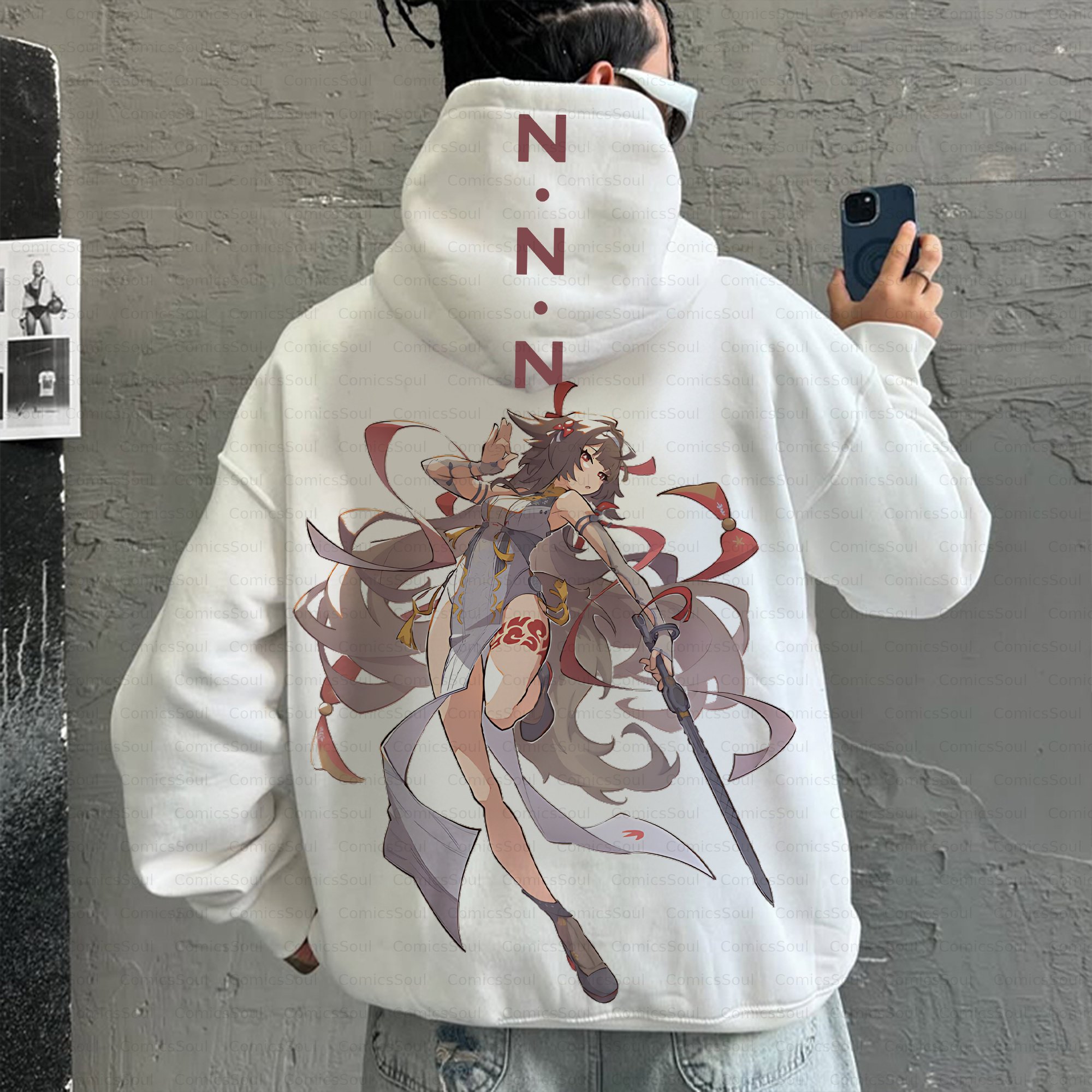 Unisex Anime Inspired Vintage Plush Hoodie