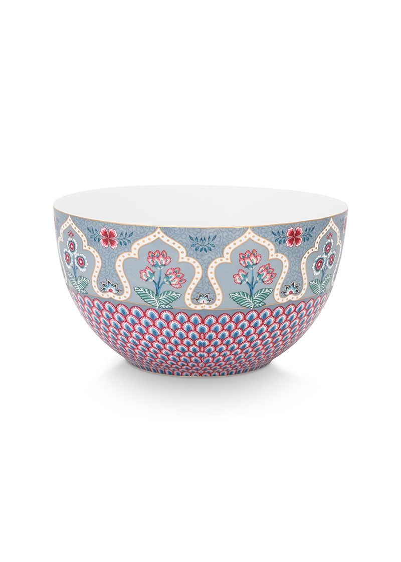 Bowl Flower Festival Scallop Deco Light Blue 18cm