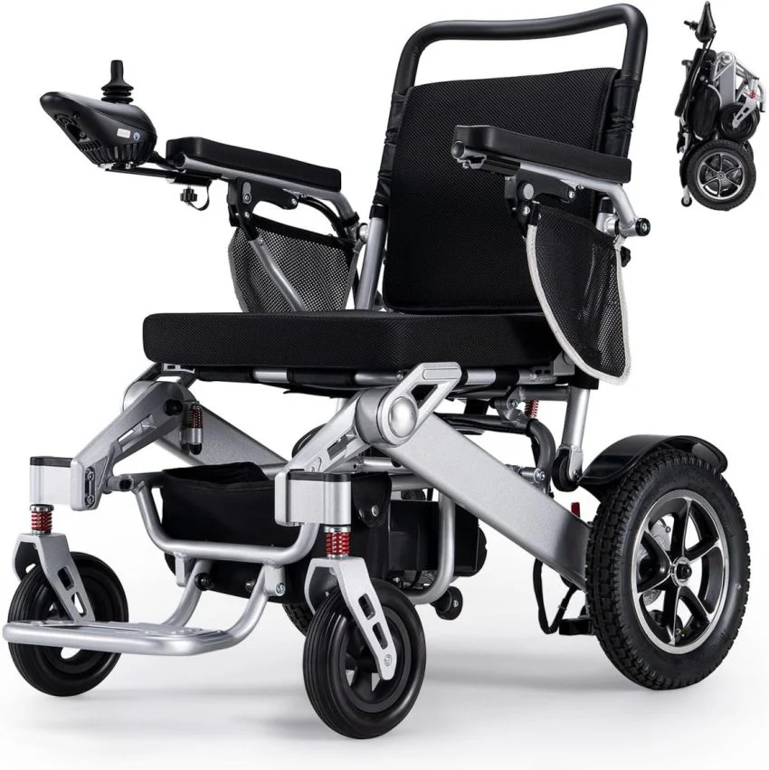 Electric Wheelchair,25 Miles Longer Range, Foldable Power Wheelchair for Adults Seniors,500W Dual Motors,Compact Motorized Wheelchair All Terrain,Intelligent Folding, Travel Size