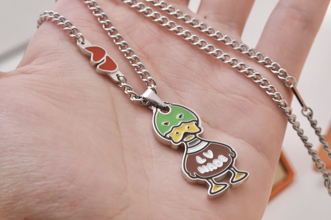 Louis Vuitton x Nigo Duck Pendant Necklace Silver - Original Replica Club