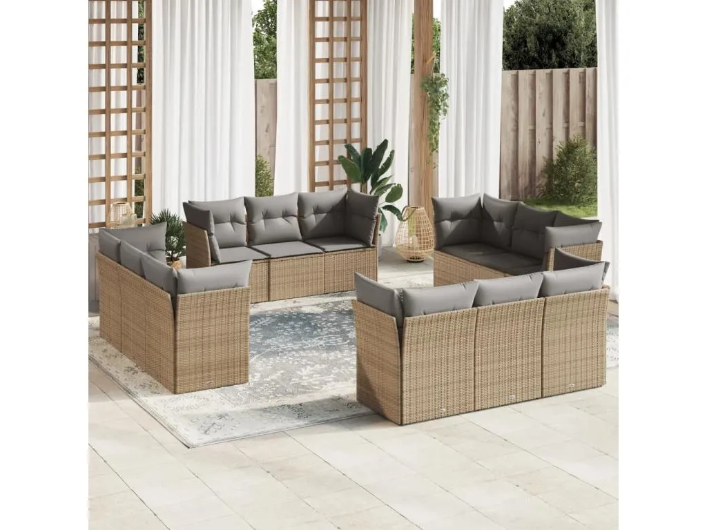 Set de sofás de jardín 12 pzas y cojines ratán sintético marrón 33780WUAE