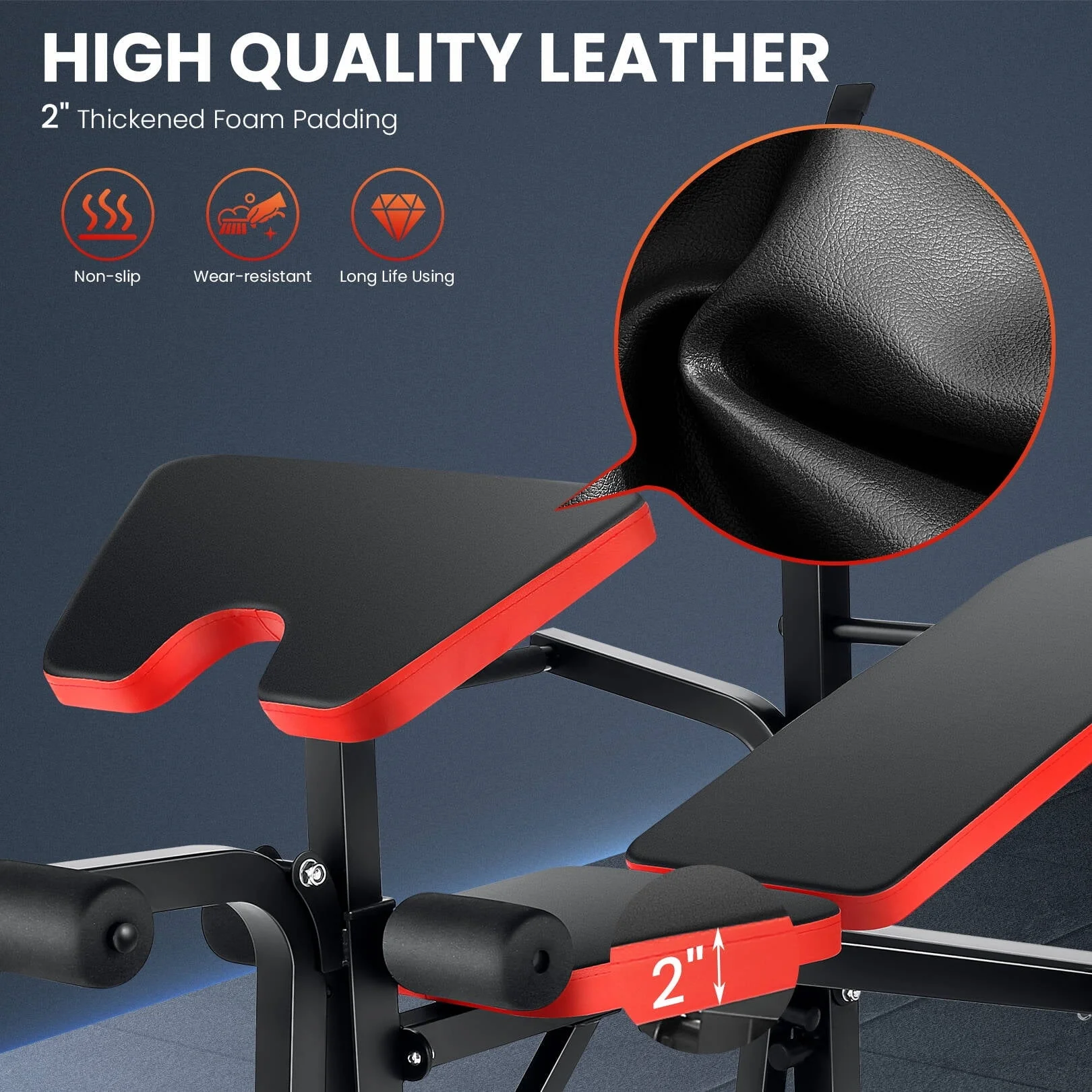 VIBESPARK Adjustable Weight Bench 600lbs 5-in-1 Foldable Workout Bench Set with Barbell Rack Leg Developer Preacher Curl Rack Dumbbell Fly Attachment, Multi-Function Strength Training Bench Press - Image 3
