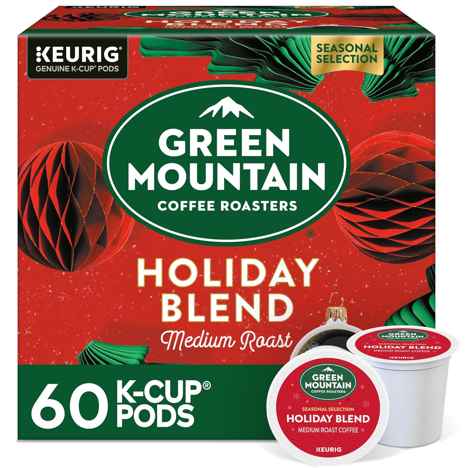 Green Mountain Coffee Roasters. Holiday Blend Coffee. Keurig Single Serve K-Cup Pods. 60 count