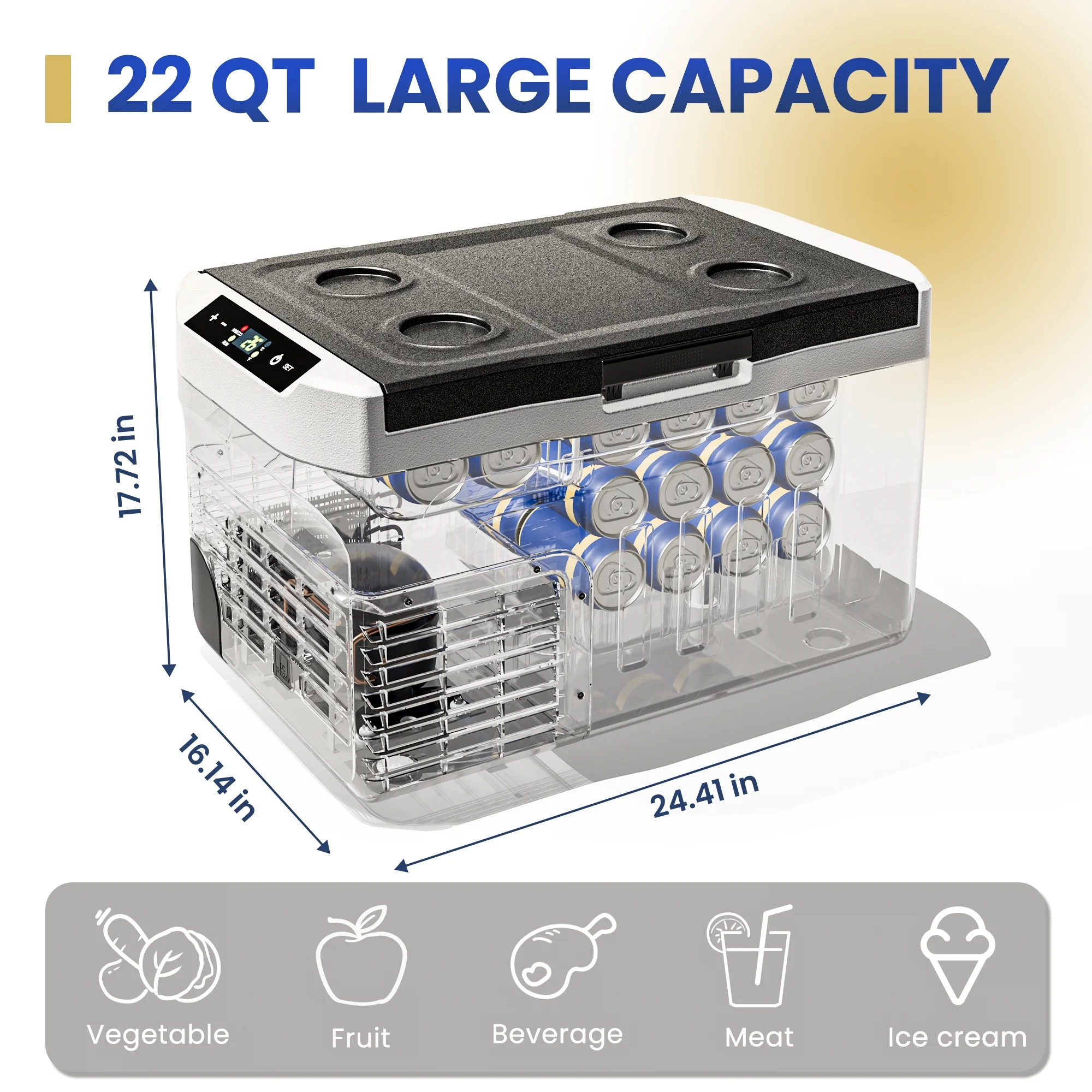 Simzlife 12 Volt Car Refrigerator 22 Quart Portable Fridge Freezer Compressor Cooler 12/24V DC 110~240 Volt AC for Truck Van RV Camper SUV Travel Camping Road Trips - Image 8