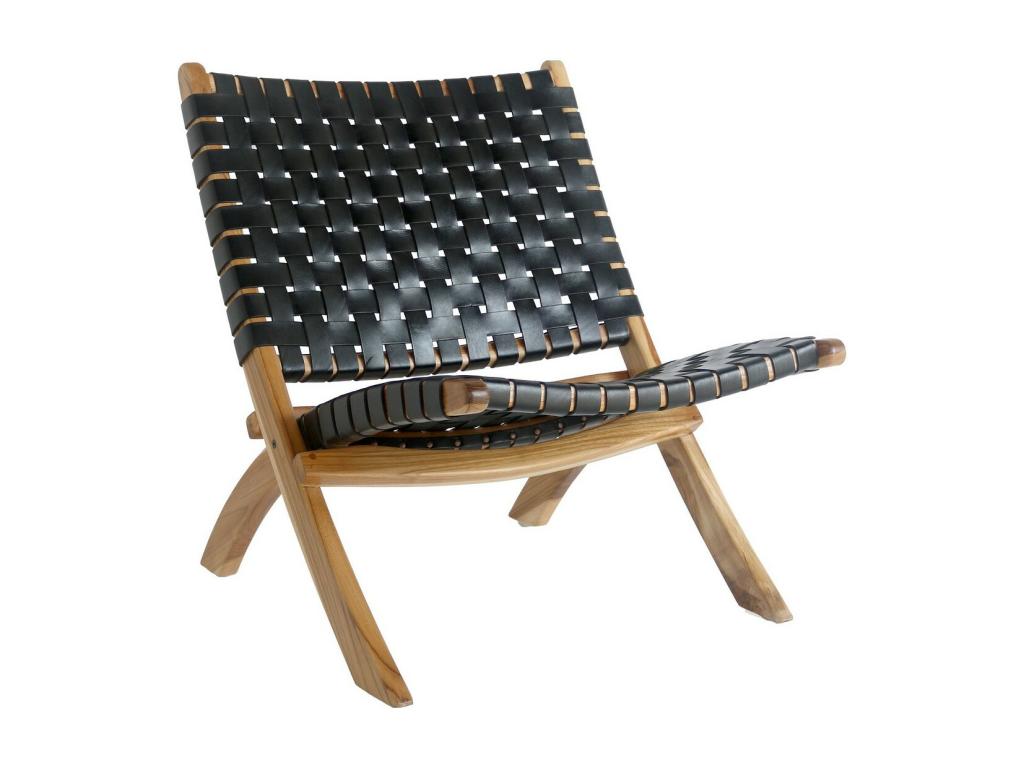 Sillón Plegable Cozetiq - Negro - Marrón - 74x66x73 cm