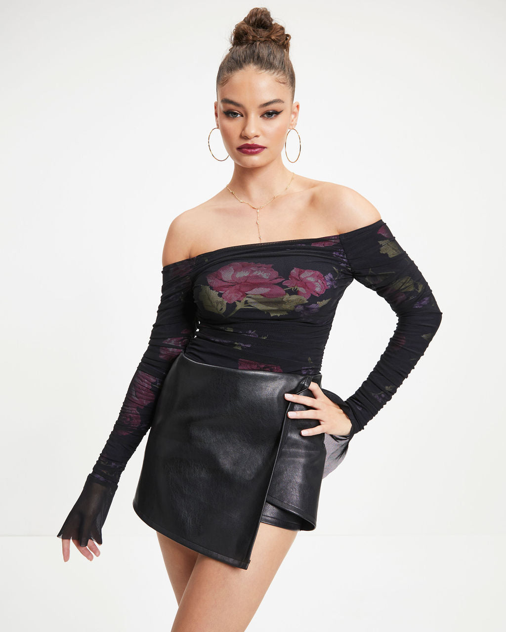 Keep A Secret Sheer Floral Off The Shoulder Top - Black - Se7enfashion