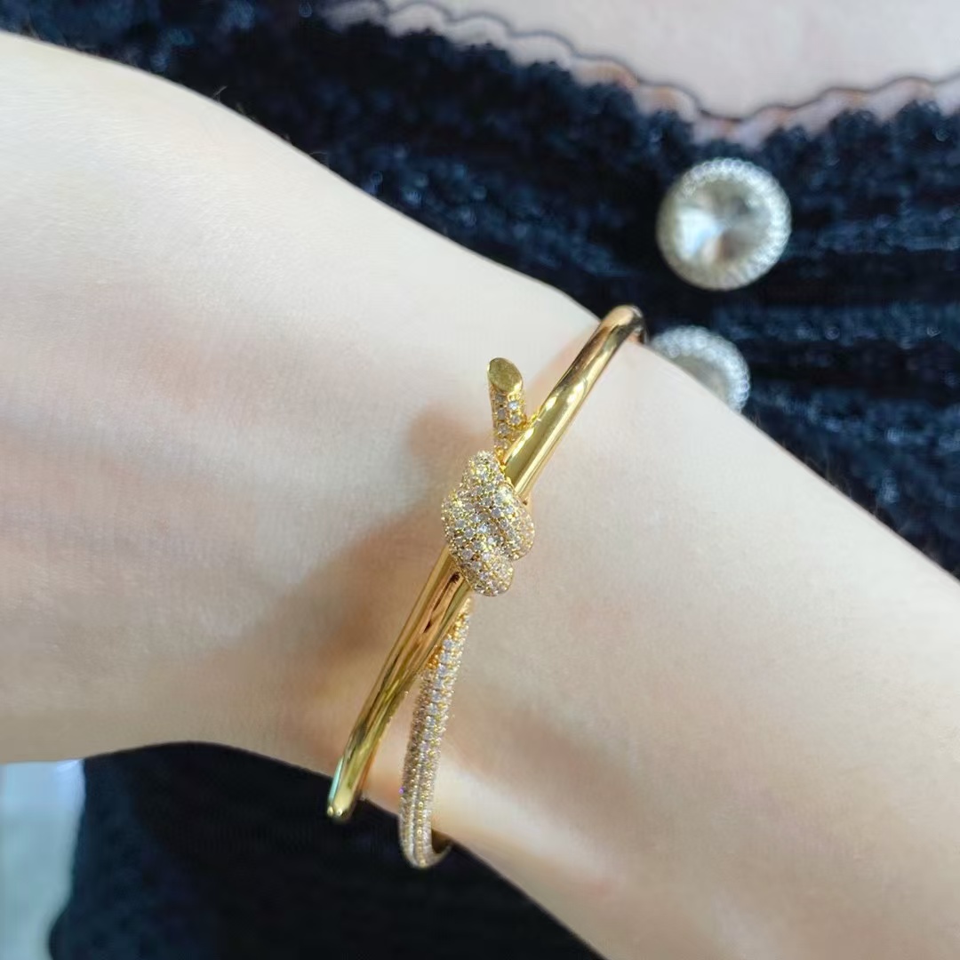 Tiffany Knot Double Row Hinged Bangle Bracelet - Original Replica Club