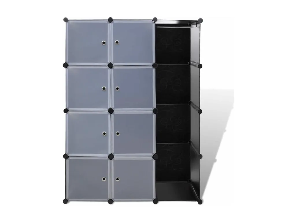 Armario modular 9 cubos Biocasahogar blanco y negro 37x115x150 cm VA2941235