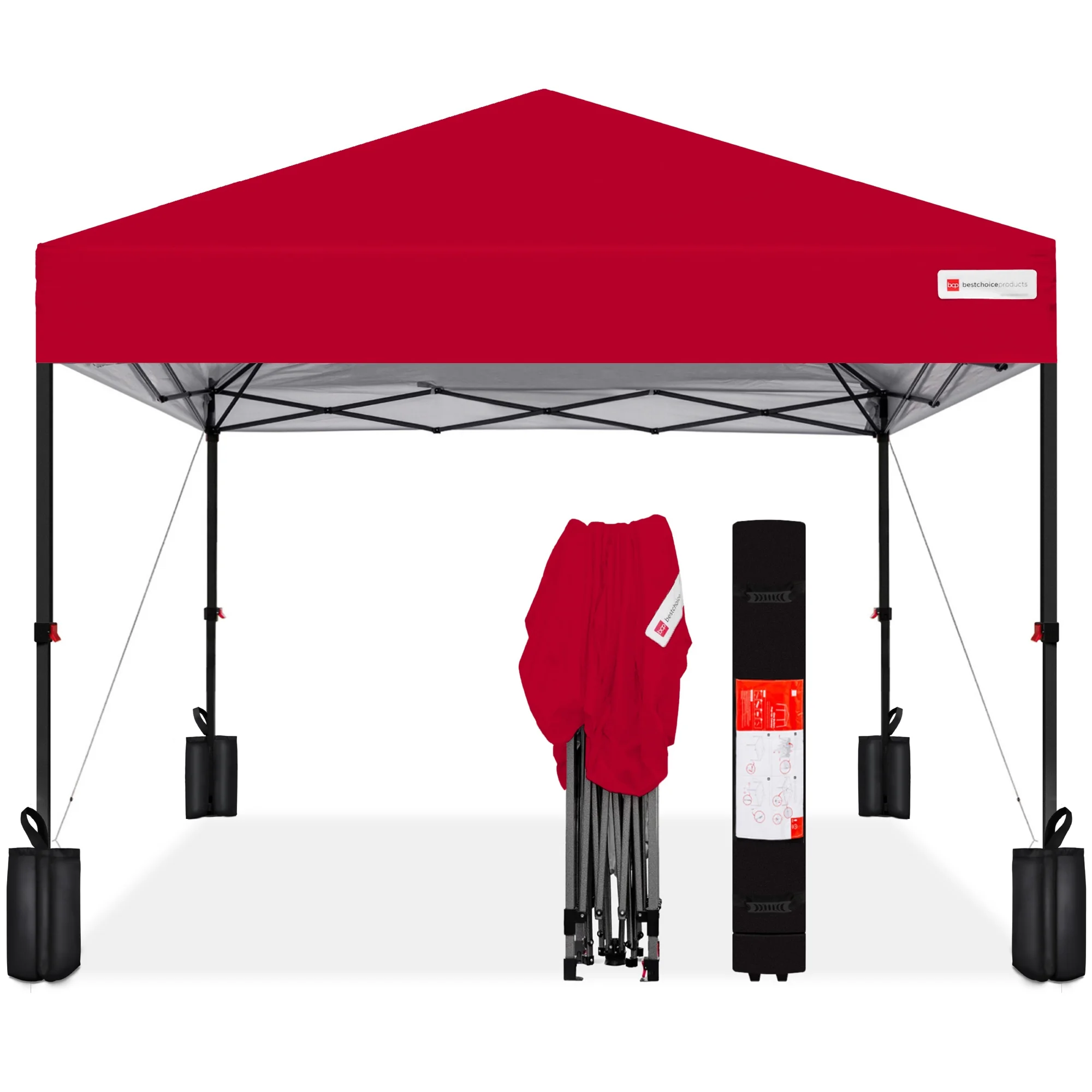 Best Choice Products 10x10ft Easy Setup Pop Up Canopy w/ 1-Button Setup, Wheeled Case, 4 Weight Bags - White - Image 110