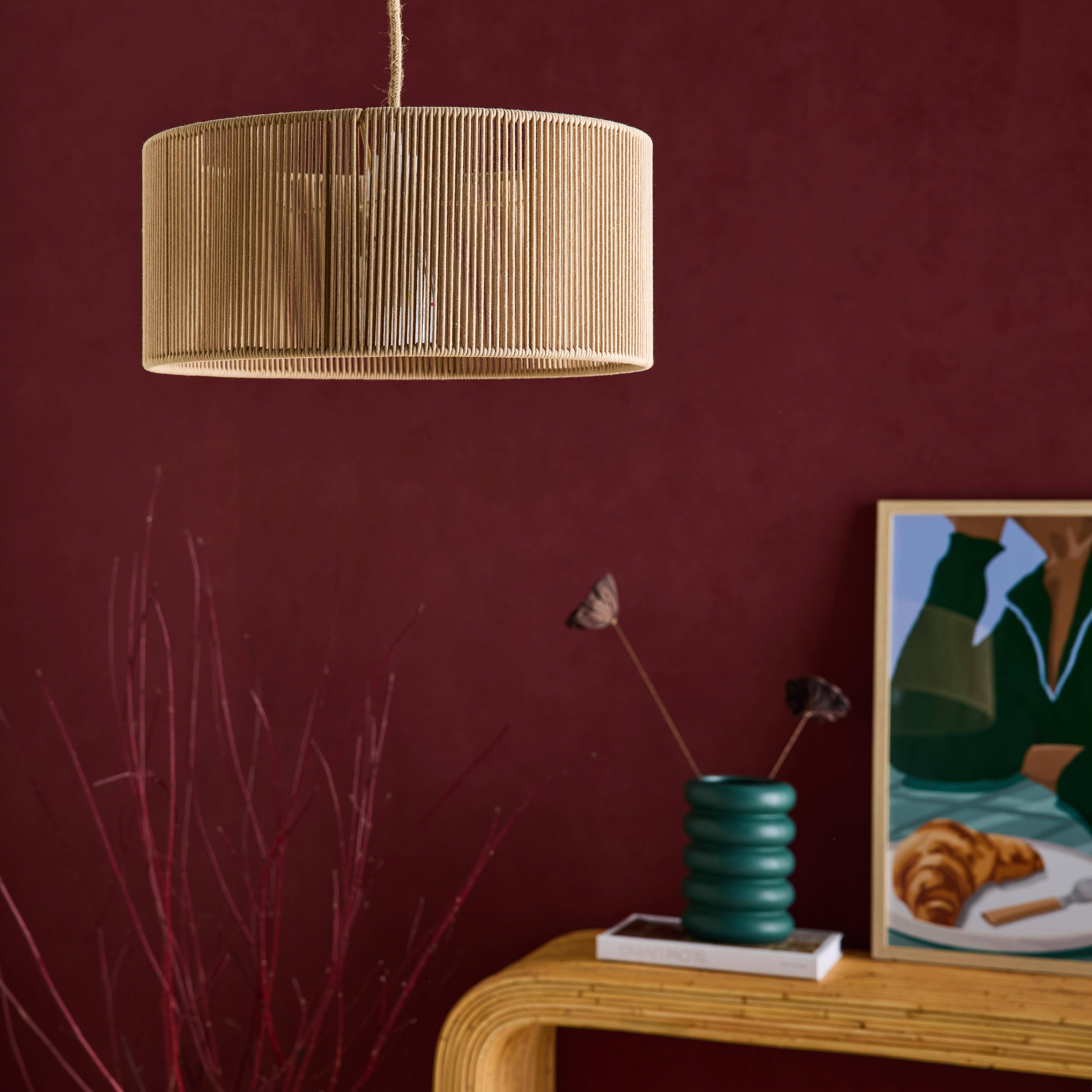 Zelie - Lámpara colgante de techo con fibra natural, 40cm