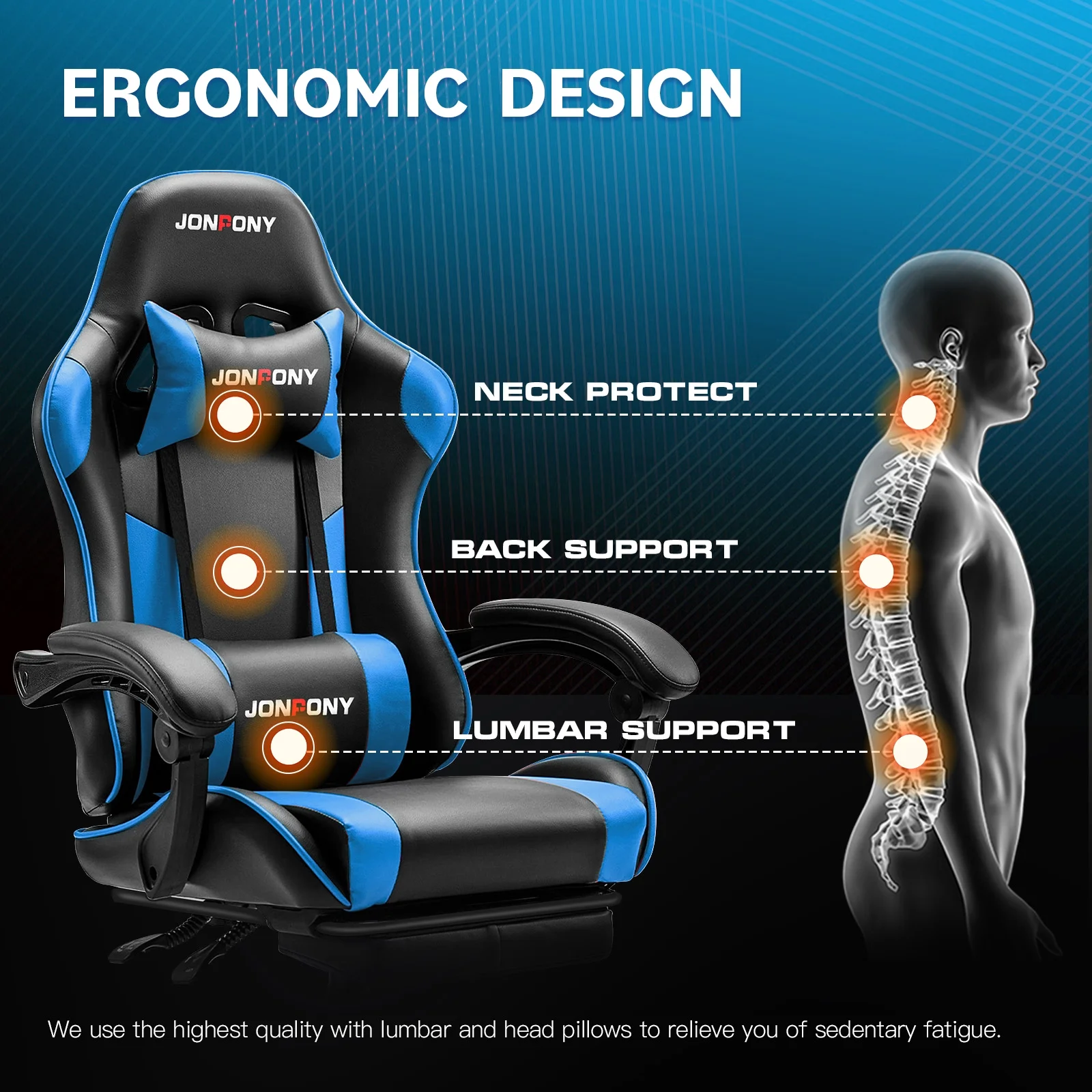 JONPONY Big and Tall 500LBS Gaming Chair, Ergonomic Design, Gamer Chair PU Leather with Footrest and Lumbar Support, High Back Office Chair Support 8 Hours Long Sitting,Red Computer Chair,Red - Image 21