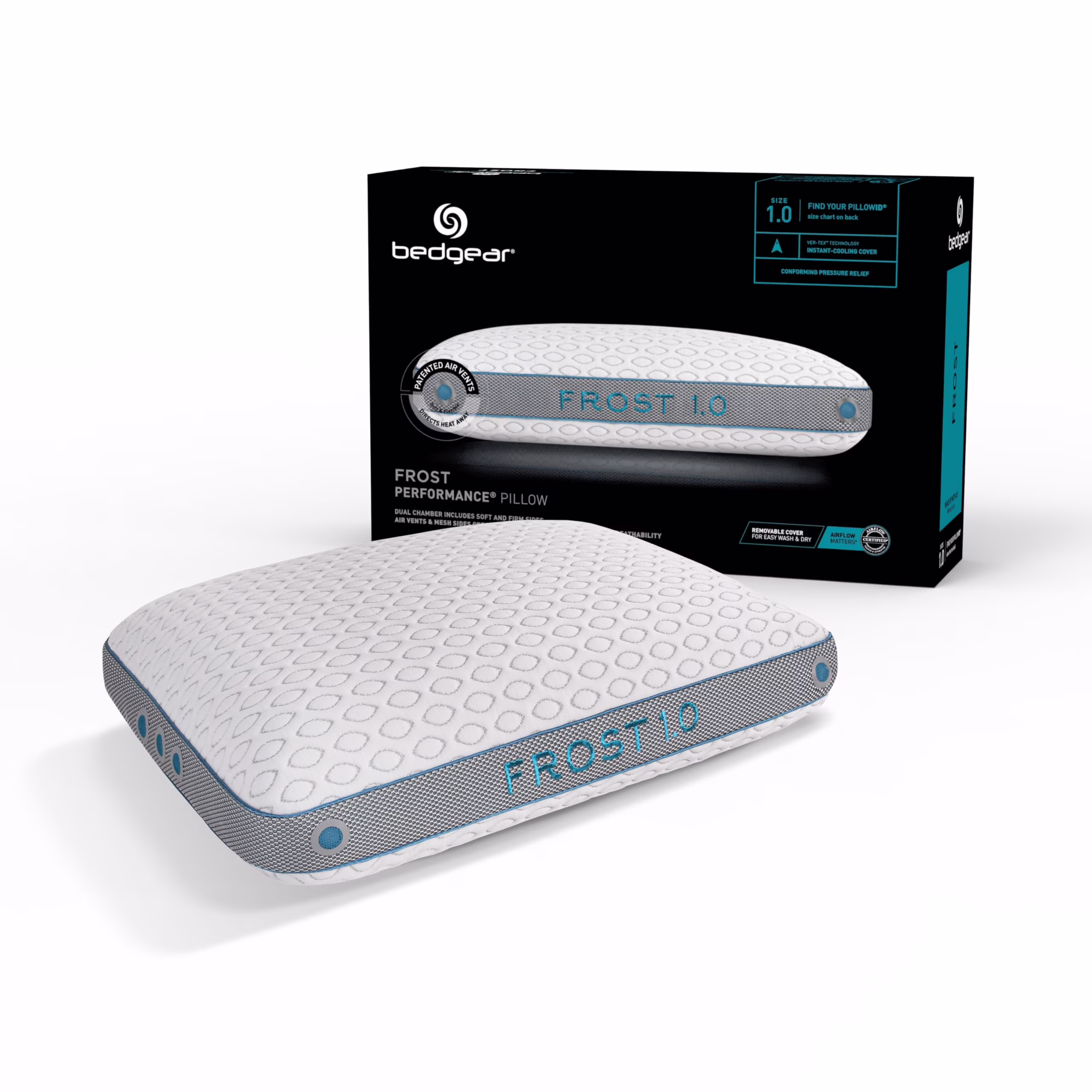 Bedgear Frost Performance Pillow - Size 3.0 - Cooling Bed Pillow for Hot Sleepers - Medium Firmness Pillow for All Sleep Positions, Hypoallergenic