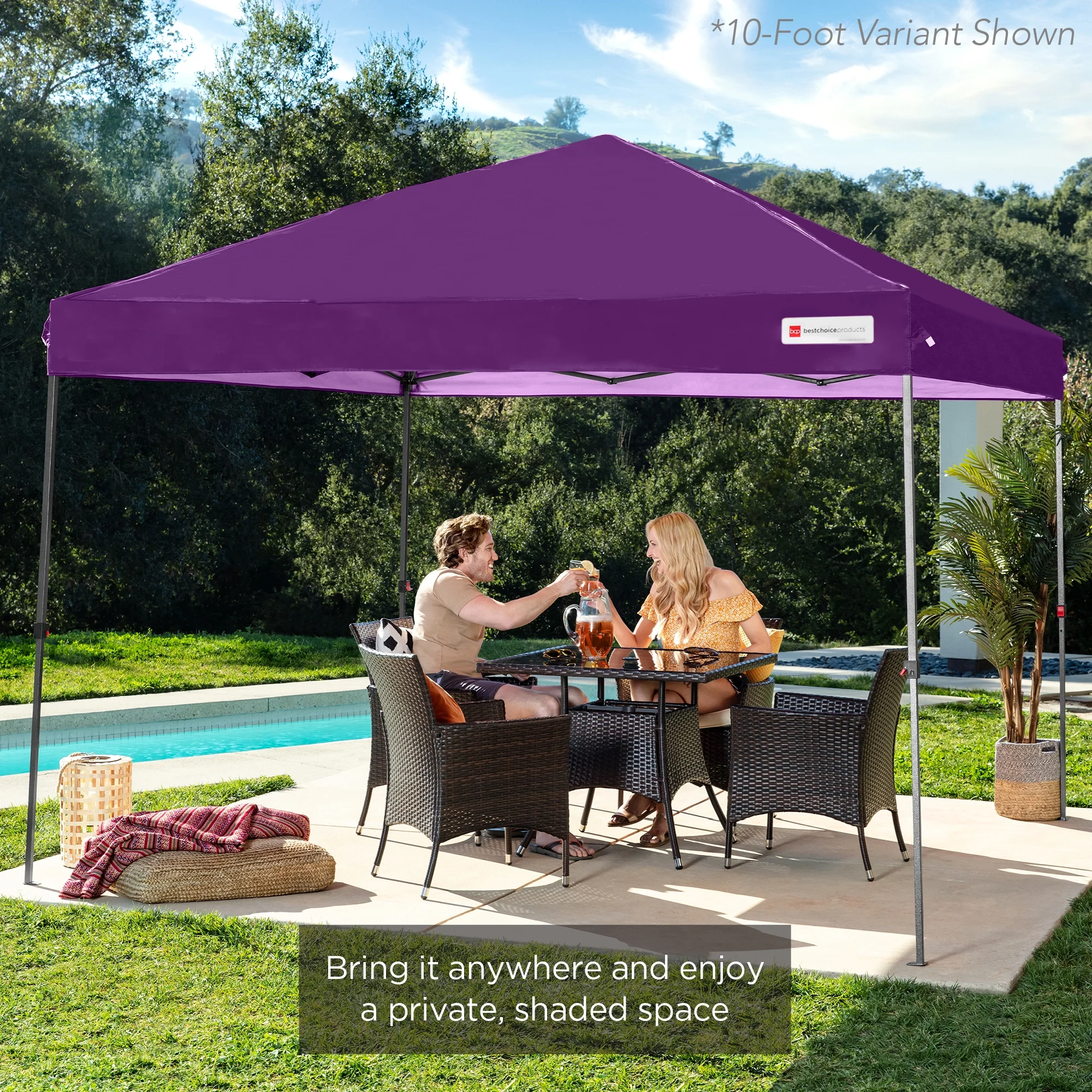 Best Choice Products 12x12ft Easy Setup Pop Up Canopy w/ 1-Button Setup, Wheeled Case, 4 Weight Bags - Navy Blue - Image 59