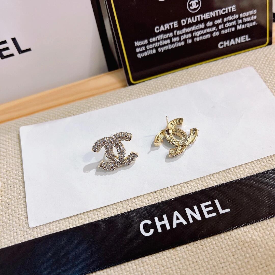 Chanel Full Diamond Paved CC Earrings - Original Replica Club