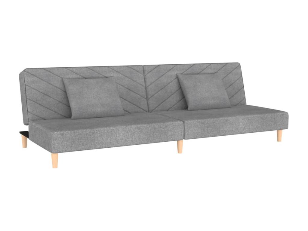 Sofá cama de 2 plazas con dos almohadas tela gris claro