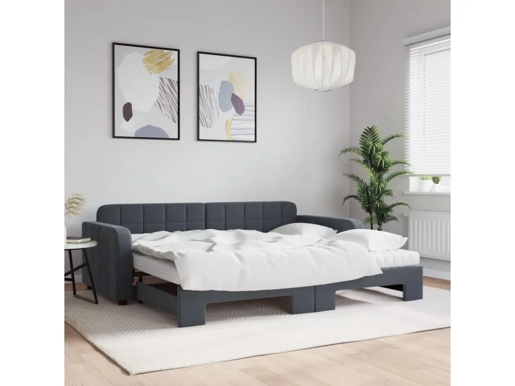 Sofá cama Decoesp con colchón terciopelo gris oscuro 90x200 cm 85415OCXQ